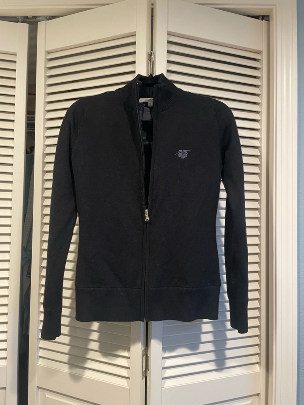 Fairway & Greene Black Full-Zip Ribbed Collar Jacket - Ladies Golf Sweater